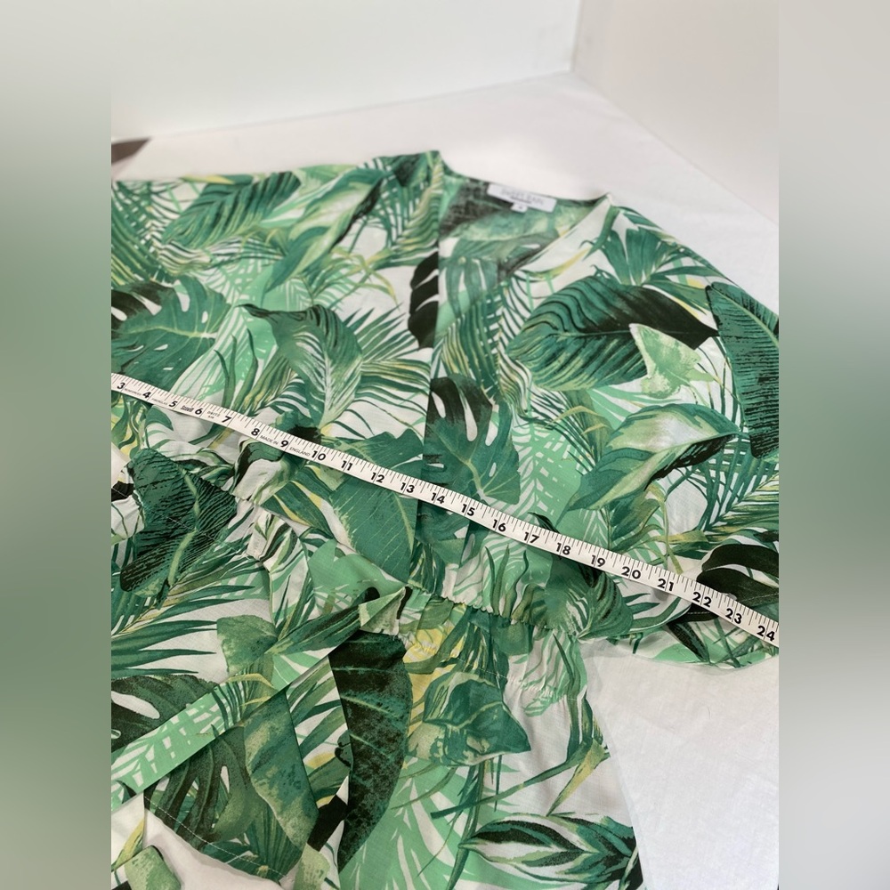 Sweet Rain Green Leaf Print Women's Top - Picture 4 of 7